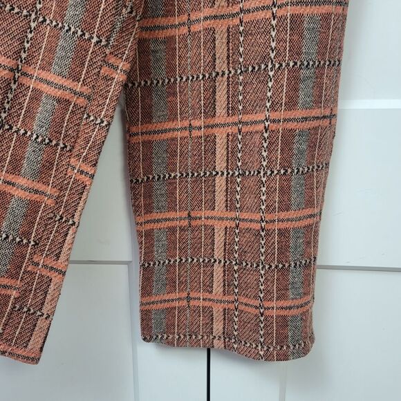 Zara Trafaluc Orange and Brown Plaid Wide-Leg Pants, Small - Picture 2 of 7